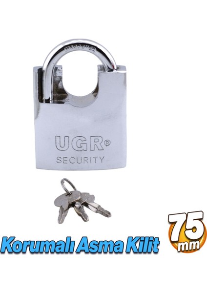 Asma Kilit Hırsızlığa Karşı Korumalı Çelik Kilit İşyeri Garaj Kepenk Kapı Emniyet 75 mm 3 Anahtarlı