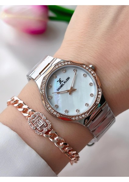 Çelik Kordon 30 mt Suya Dayanıklı Kadın Kol Saati+Bileklik BFG.10734X5