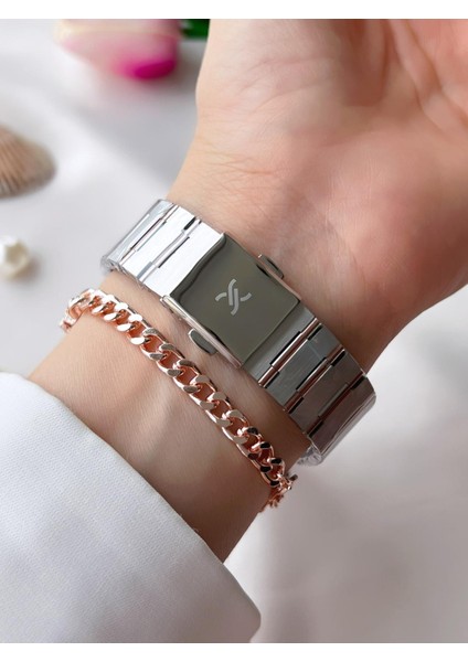 Çelik Kordon 30 mt Suya Dayanıklı Kadın Kol Saati+Bileklik BFG.10734X5 modelleri