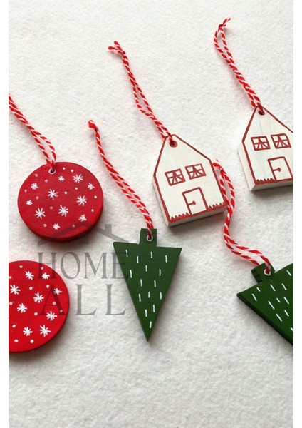 Yılbaşı Ahşap Çam Ağacı Süsü 6'lı, Yeni Yıl Dekor Süs, Ahşap Dekoratif Noel Süsü modelleri