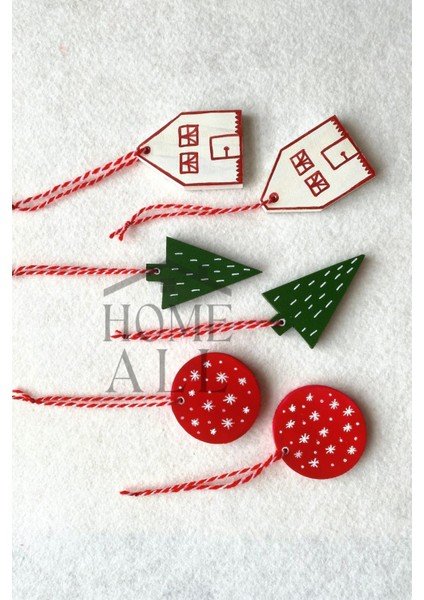 Yılbaşı Ahşap Çam Ağacı Süsü 6'lı, Yeni Yıl Dekor Süs, Ahşap Dekoratif Noel Süsü indirimleri