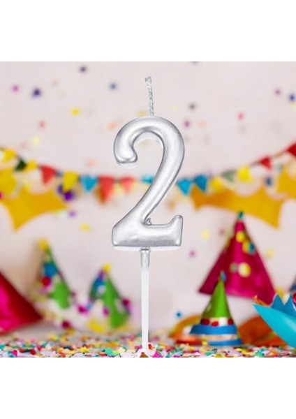 2 Yaş Gümüş Rakam Mum