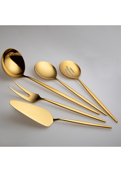 9000 5 Parça Titanyum Gold Servis Takımı