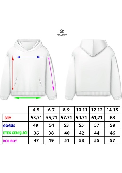 Beyaz Kapüşonlu Collective Yazılı Arka Fly Kn It Yazılı Oversize Çocuk Sweatshirt