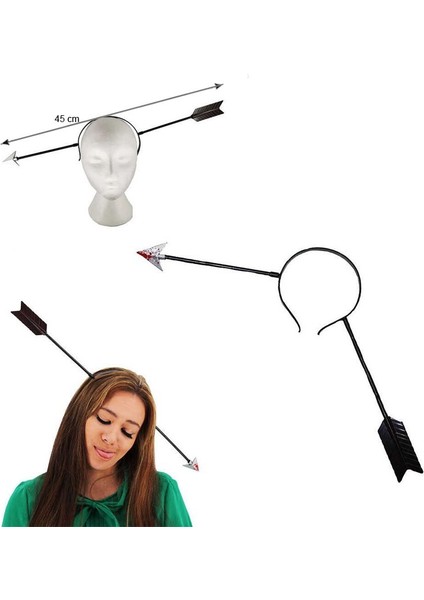 Halloween Şaka Kanlı Kafaya Geçen Ok Taç Plastik 21 x 45 cm 1 Adet