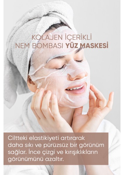 Collagen Provitamin B5 Nem Bombası Kağıt Yüz Maskesi 10'lu Paket