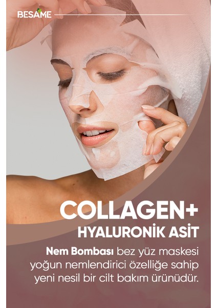 Collagen Provitamin B5 Nem Bombası Kağıt Yüz Maskesi 10'lu Paket