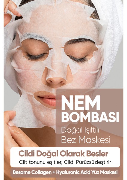 Collagen Provitamin B5 Nem Bombası Kağıt Yüz Maskesi 10'lu Paket