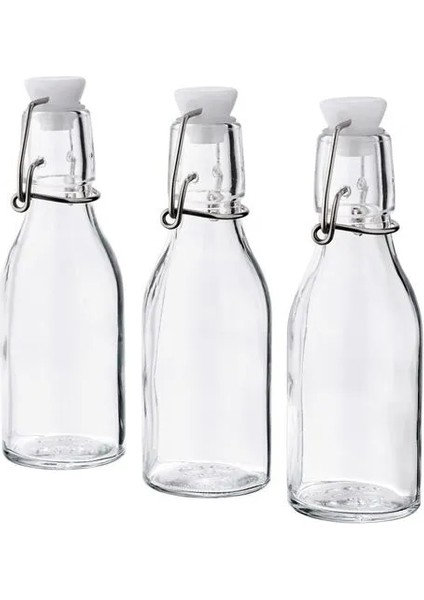 Korken Cam Su Şişesi Yağdanlık Sürahi 15 cl 3 Adet