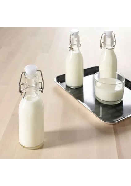 Korken Cam Su Şişesi Yağdanlık Sürahi 15 cl 3 Adet