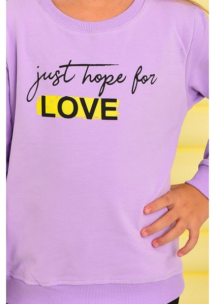 For Love Mor Kız Çocuk Sweatshirt