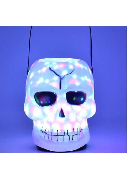 Sesli Işıklı Kuru Kafa Şeklinde Halloween Kapaklı Şeker Toplama Kovası Plastik 1 Adet fiyatları