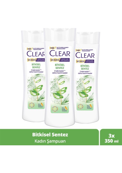 Women Kepeğe Karşı Etkili Şampuan Bitkisel Sentez Aloe Vera & Çay Ağacı Yağı 350 ml x3