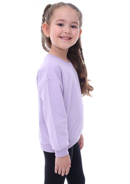 Basic Düz Renk Lila Fırçalı Yumuşak Pamuk Sweatshirt fiyatları