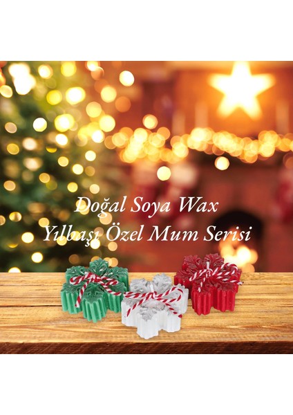 %100 Doğal Soya Wax Mum 3 Lü Kar Tanesi Kokulu Dekoratif Yılbaşı Mumu