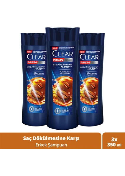 Men Kepeğe Karşı Etkili Şampuan Saç Dökülmesine Karşı Kahve Çekirdeği Özü 350 ml x3