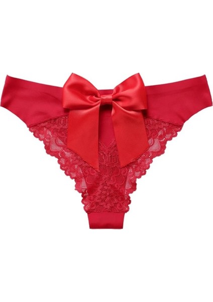 Feel Lady Arkası Saten Kurdeleli Dekolteli Dantelli Kırmızı Şirin Tanga- 1010 fırsatları