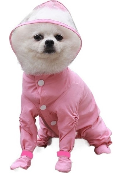 Bacaklarlı Köpek Yağmurluğu, Küçük Köpek Evcil Hayvan Yağmurluğu, Pembe (Yurt Dışından)