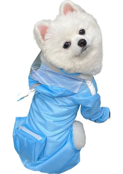 Köpek Yağmurluğu Su Geçirmez Küçük Köpek Evcil Hayvan Yağmurluğu Bacaklı, Mavi (Yurt Dışından)