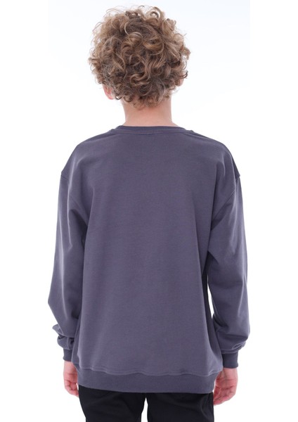 Oversize Unisex Basic Düz Antrasit Renk Pamuk Sweatshirt indirimleri