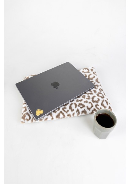 Leopar Pembe-Kahverengi Peluş 13 inc -14 inc -15 Inç - 16 inc Bilgisayar Çantası, Laptop Kılıfı, Notebook Kılıfı