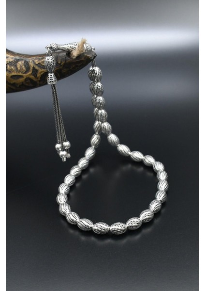 Erkek 925 Ayar Gümüş Kalem Işçilikli Oksitli Tesbih Orta Boy -22 Gr- 901352 fırsatları