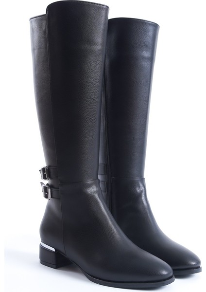 Caltas Siyah Kısa Kalın Topuklu Tokalı Kadın Çizme fiyatları