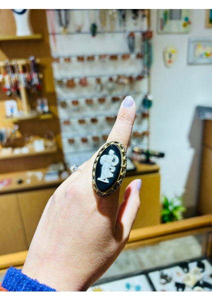 Antika Cameo Madalyon Gümüş Yüzük