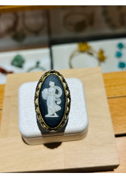 Antika Cameo Madalyon Gümüş Yüzük modelleri