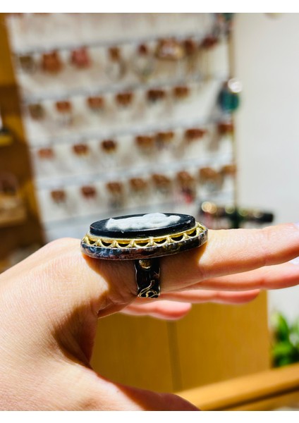 Antika Cameo Madalyon Gümüş Yüzük fırsatları