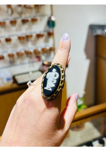 Antika Cameo Madalyon Gümüş Yüzük indirimleri