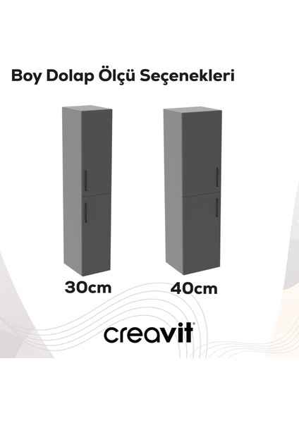 D10 30 cm Sağ Boy Dolabı Melamin Gövde Lake Kapak