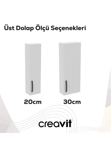 D10 20 cm Sol Üst Dolap Melamin Gövde Melamin Kapak