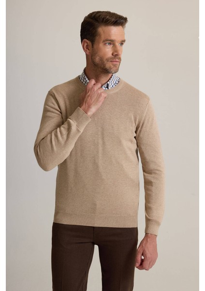 Erkek Bej Bisiklet Yaka Triko fırsatları