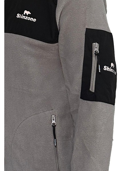 Erkek Regular Fit Fermuarlı Cepli Polar Gri Sweatshirt fiyatları