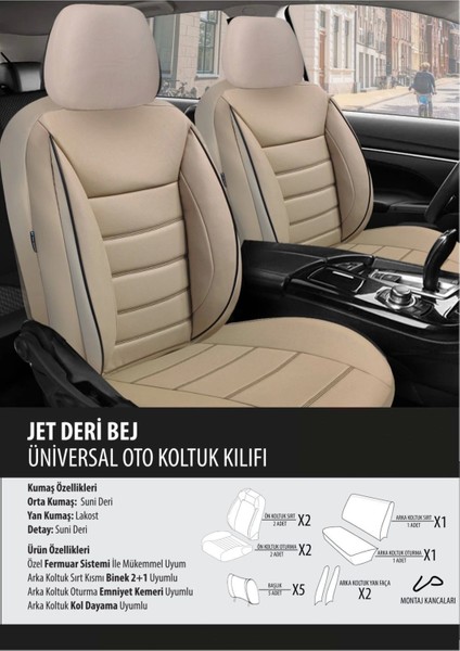 Opel Mokka Koltuk Kılıfı Jet Deri Bej