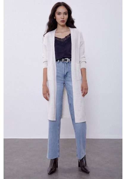 Bej Uzun Triko Hırka