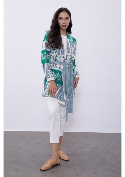 Yeşil Desenli Triko Hırka modelleri