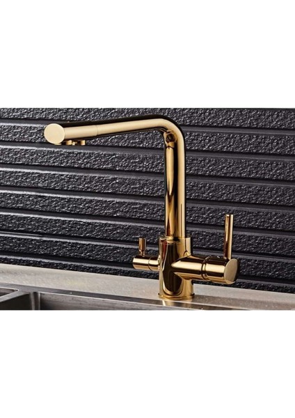 Su Arıtma Cihazı Için 3 Yollu Oval L Borulu Gold Musluk modelleri