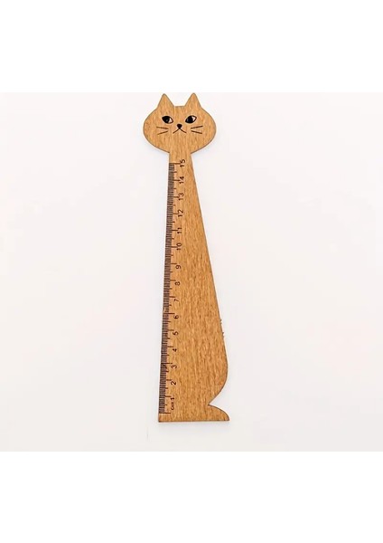 Sevimli Kedi Şekilli Ahşap Cetvel Okul, Ev ve Ofis Kırtasiye Grafik Malzemesi