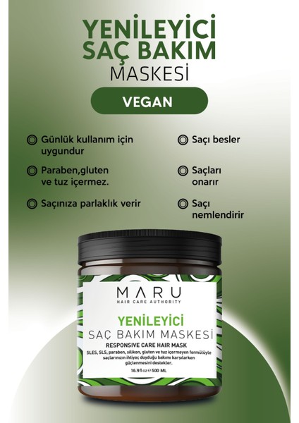 Yıpranmış Saçlar Için Onarıcı - Tuzsuz & Vegan Süt Özlü Yoğun Bakım Maskesi 500 ml