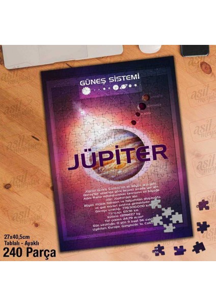 Asil Hobi Jüpiter Gezegeni - Güneş Sistemi -Evren Yapboz - Ayak Destekli Çerçeveli 240 Parça Puzzle