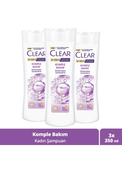 Women Kepeğe Karşı Etkili Şampuan Komple Bakım Vitamin Kompleksi 350 ml x3