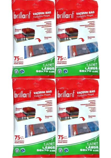 VELEV HOME Vakumlu Poşet/hurç 50*70CM Large (4 Lü Set)