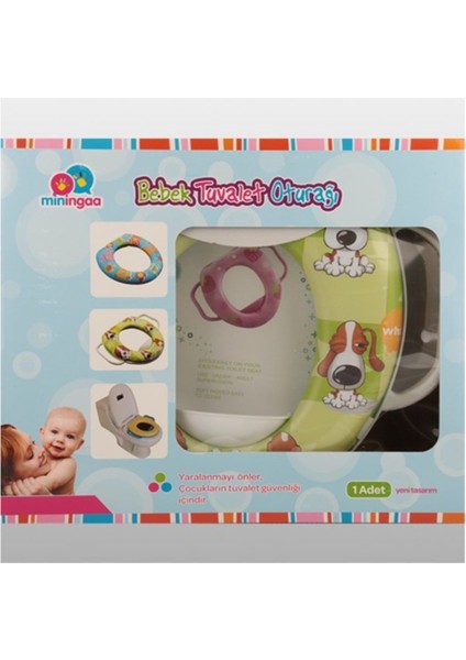 Çocuk Bebek Klozet Adaptörü, Lazımlık Kulplu Süngerli Taşınabilir Lüx Köpek Desenli