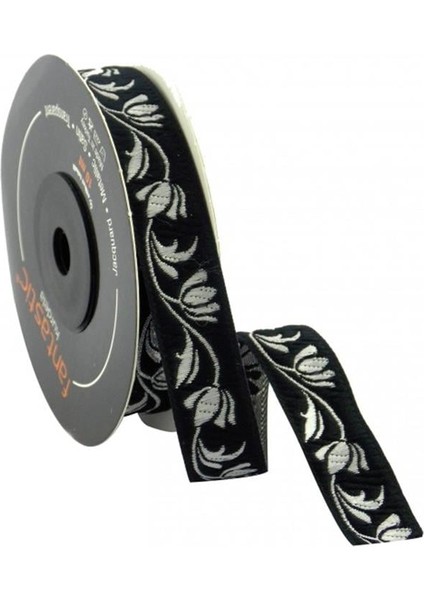 16090-BORDÜR - 10 mt Siyah-Gümüş