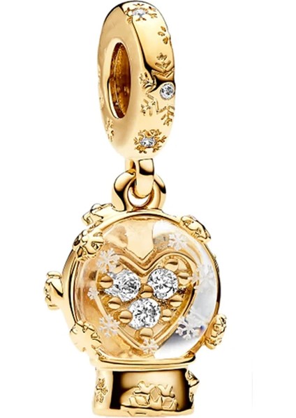 Altın Kar Taneli Kar Küresi Sallantılı Charm