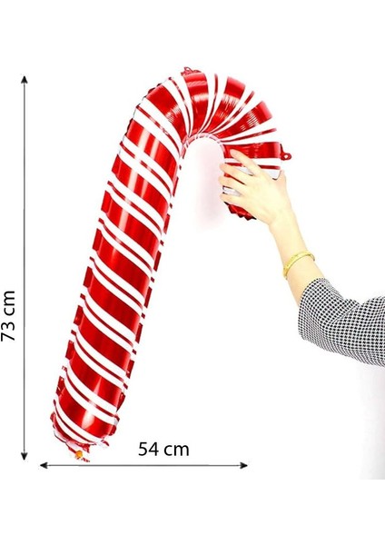 Yılbaşı Candy Cane Baston Şeker Şekilli Folyo Balon 85x41 Cm 1 Adet
