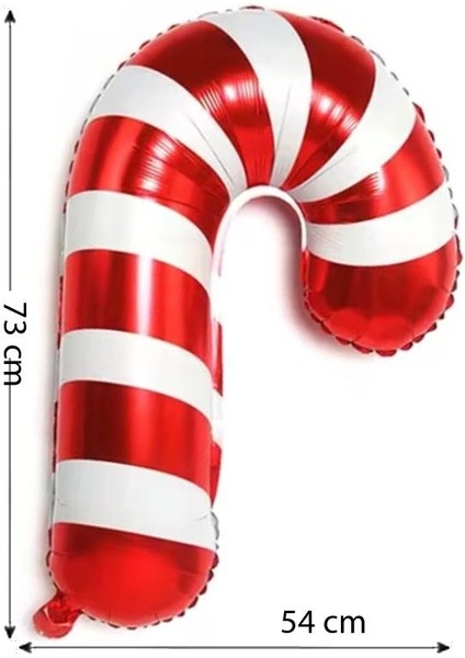 Yılbaşı Candy Cane Baston Şeker Şekilli Folyo Balon 73x54 Cm 1 Adet