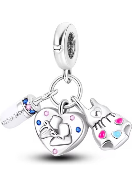 Elbise , Kalp ve Biberon Sallantılı Charm